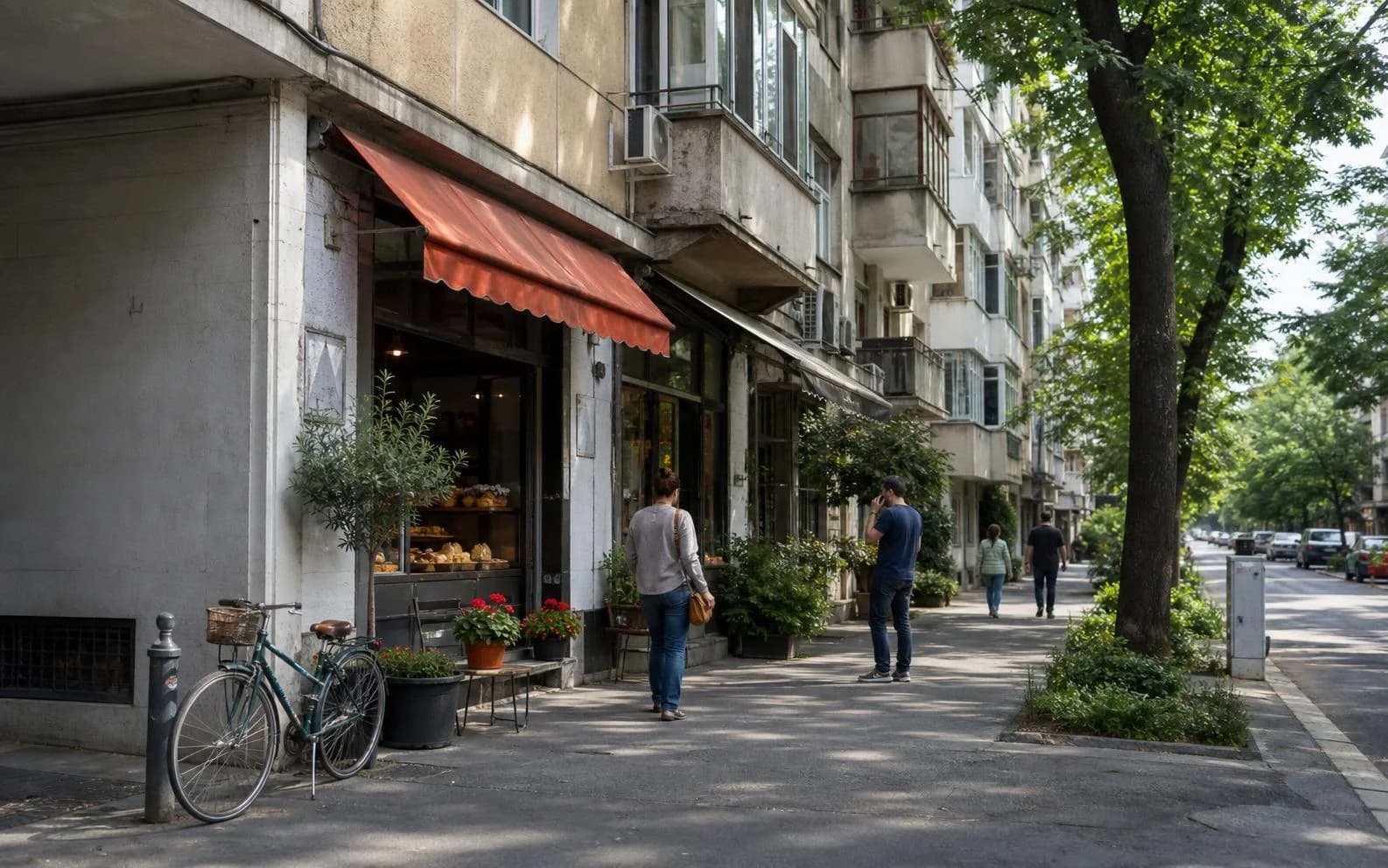 O brutărie de cartier pe o stradă rezidențială